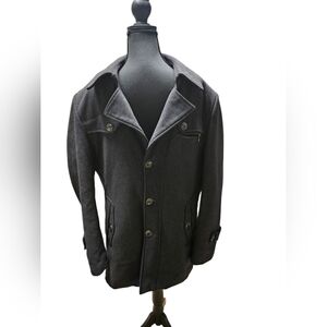 Men’s XXL Peacoat – Quilted Blue Silk Lining, Belted Back